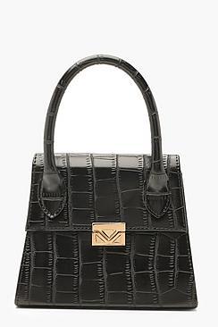Boohoo Croc Mini Statement Handle Grab Bag