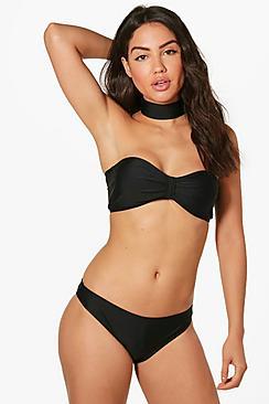 Boohoo Oahu Bow Bandeau Choker Bikini