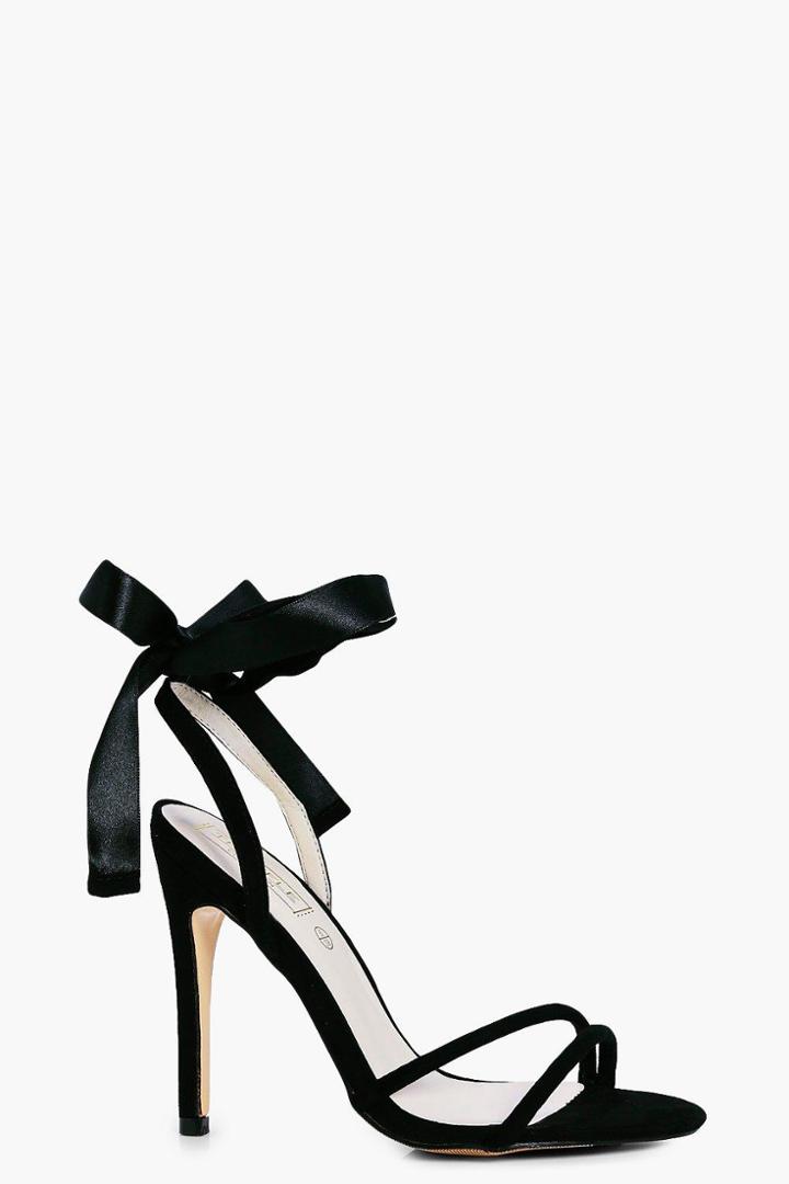 Boohoo Ruby Ribbon Tie Two Part Sandal Black