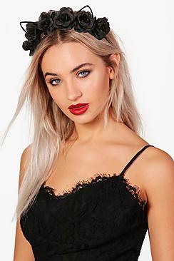 Boohoo Halloween Katy Floral Cat Ears Headband