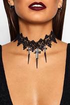 Boohoo Lace Crucifix Spike Choker