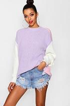 Boohoo Neena Oversized Colour Block Knitted Jumper