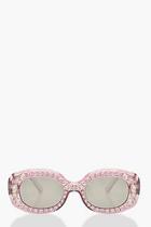 Boohoo Diamante Oversized Sunglasses With Pouch