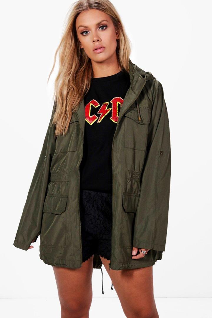 Boohoo Plus Abbie Utility Mac Khaki