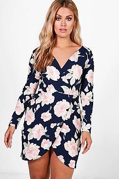 Boohoo Plus Christine Floral Wrap Dress