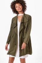Boohoo Milly Tie Waist Waterfall Utility Jacket Khaki