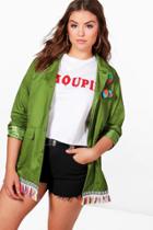 Boohoo Plus Hope Embroidered Festival Jacket Multi