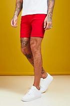 Boohoo Skinny Fit Red Denim Shorts