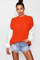 Boohoo Oversized Colour Block Knitted Jumper