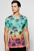 Boohoo Sunset Palm Sublimation T Shirt