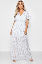 Boohoo Plus Tilly Floral Ruffle Cap Sleeve Chiffon Maxi