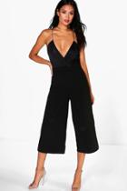 Boohoo Lola Slinky Body Scuba Culotte Co-ord Black