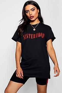 Boohoo Sister Hood Slogan Tee