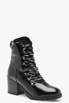 Boohoo High Patent Chunky Hiker Boots