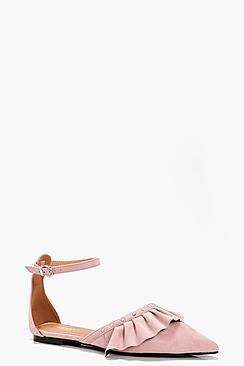 Boohoo Poppy Frill & Stud Detail Flats