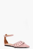 Boohoo Poppy Frill & Stud Detail Flats