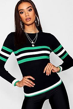 Boohoo Sports Stripe Rib Knit Top