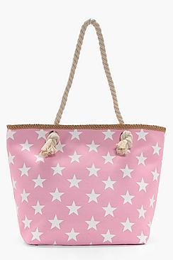 Boohoo Tilly All Over Star Print Beach Bag