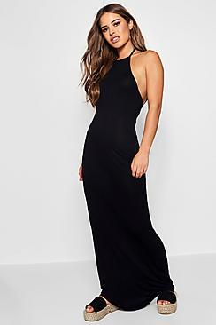 Boohoo Petite Monica Basic 90s Neck Maxi Dress