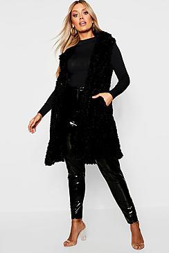 Boohoo Plus Shaggy Faux Fur Gilet