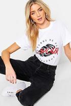 Boohoo Zebra French Slogan Lips T-shirt