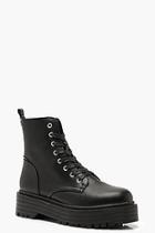 Boohoo Chunky Sole Lace Up Hiker Boots