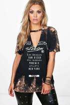 Boohoo Plus Kim Acid Wash Print Tee Multi