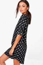 Boohoo Tall Celia Mono Print Shift Dress Black