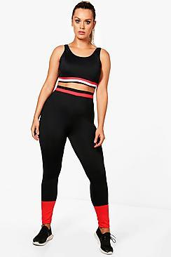 Boohoo Plus Sophie High Waisted Stripe Rib Gym Legging