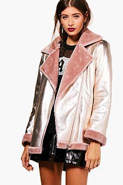 Boohoo Heather Metallic Bonded Aviator