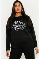 Boohoo Plus Love Is Love Lips Graphic Sweat