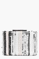 Boohoo Erin Tonal Striped Sequin Box Clutch Bag Multi