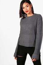 Boohoo Lauren Turn Up Cuff Rib Edge Jumper