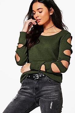 Boohoo Charlotte Slash Sleeve Soft Knit Jumper