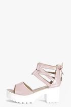 Boohoo Tia Lace Up Two Part Cleated Sandal