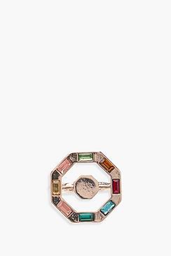 Boohoo Lola Rainbow Gem Octagon Ring