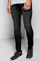Boohoo Skinny Fit Stretch Raw Edged Cuff Jeans