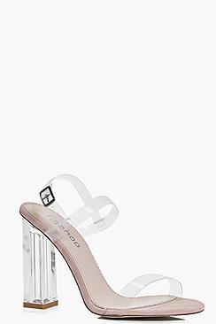 Boohoo Leah Clear Block Two Part Heels