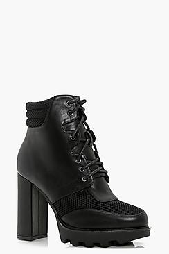 Boohoo Hannah Lace Up Hiker Platform Boot