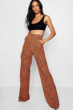 Boohoo Tall Leopard Print Wide Leg Pants