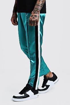 Boohoo Side Stripe Satin Joggers
