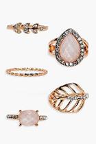 Boohoo Diamante And Stone Detail Ring 5 Pack