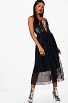 Boohoo Harriet Boutique Tulle Pleated Midi Skirt