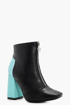 Boohoo Contrast Hexagon Heel Zip Front Boot