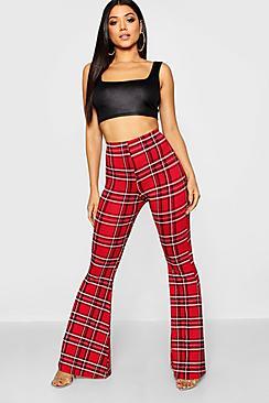Boohoo Tartan Flare Trouser