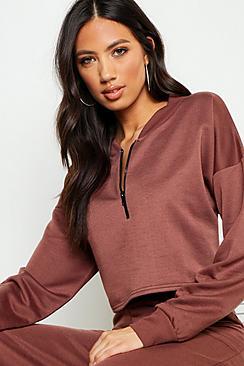 Boohoo Zip Detail Crop Sweat