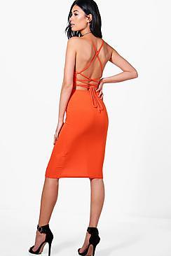 Boohoo Emilia Open Back Midi Bodycon Dress