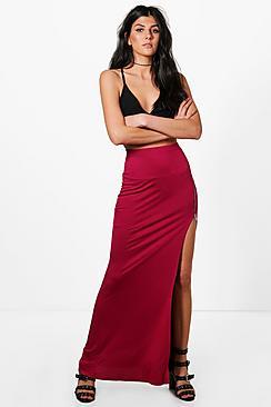 Boohoo Imogen Thigh Split Zip Detail Maxi Skirt