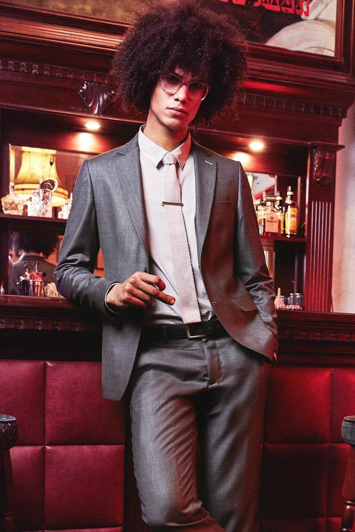 Boohoo Slim Fit Suit Blazer Grey