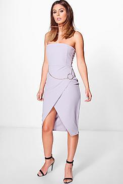 Boohoo O-ring Chain Detail Bandeau Dress
